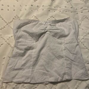 Hollister White Elastic Strapless Top